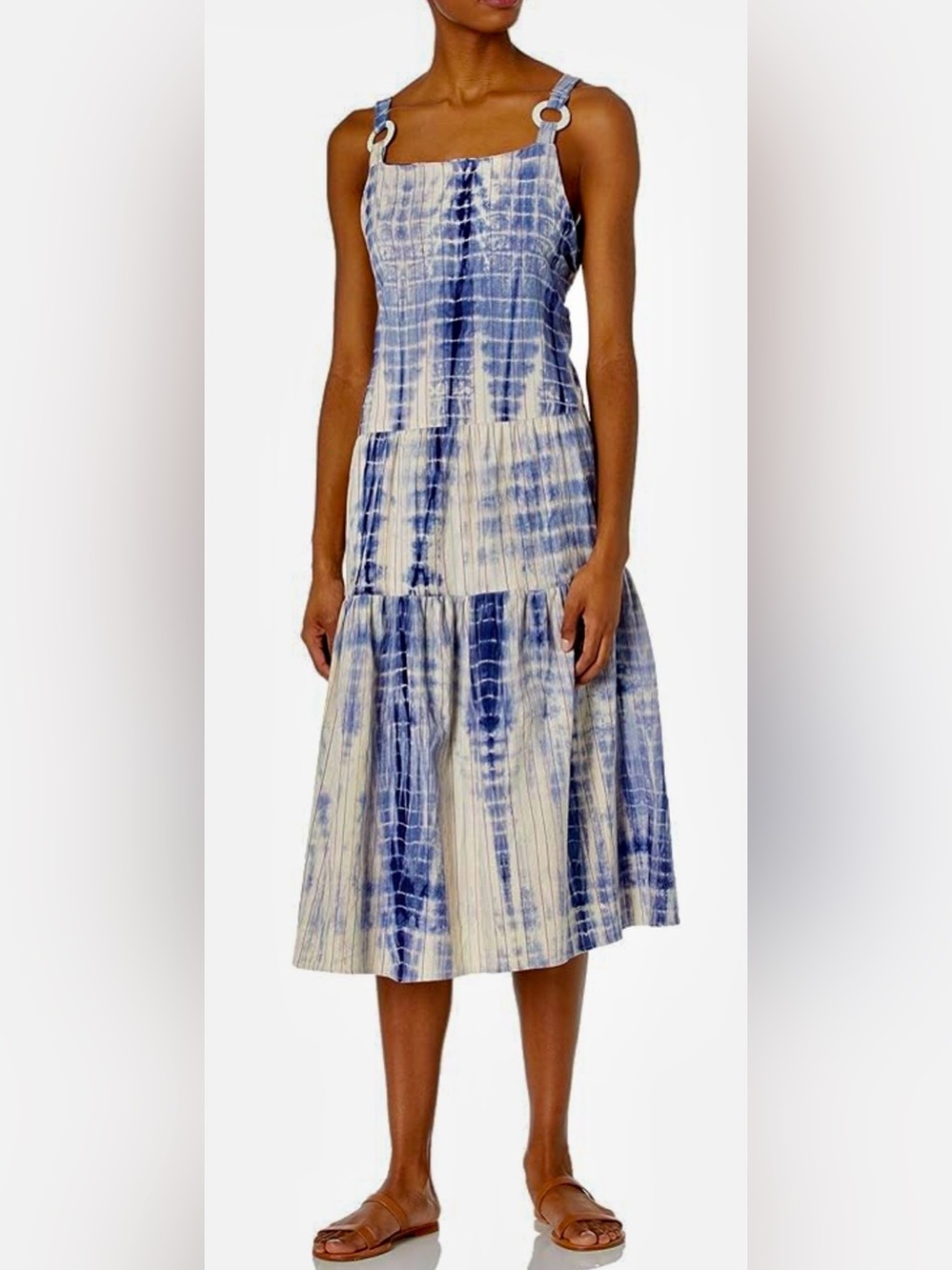 ANGIE Dress Womens Sleeveless Midi Tie Dye Open Tie Back Size M